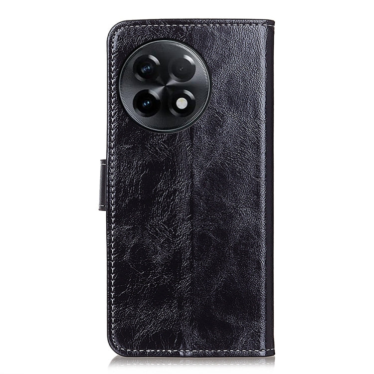 Black textured flip leather phone case with camera cutout and reinforced seams.