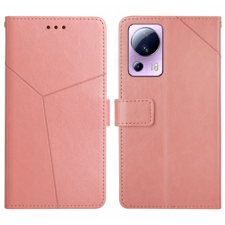 Pink Y-pattern flip leather phone case with card slot and camera cutout