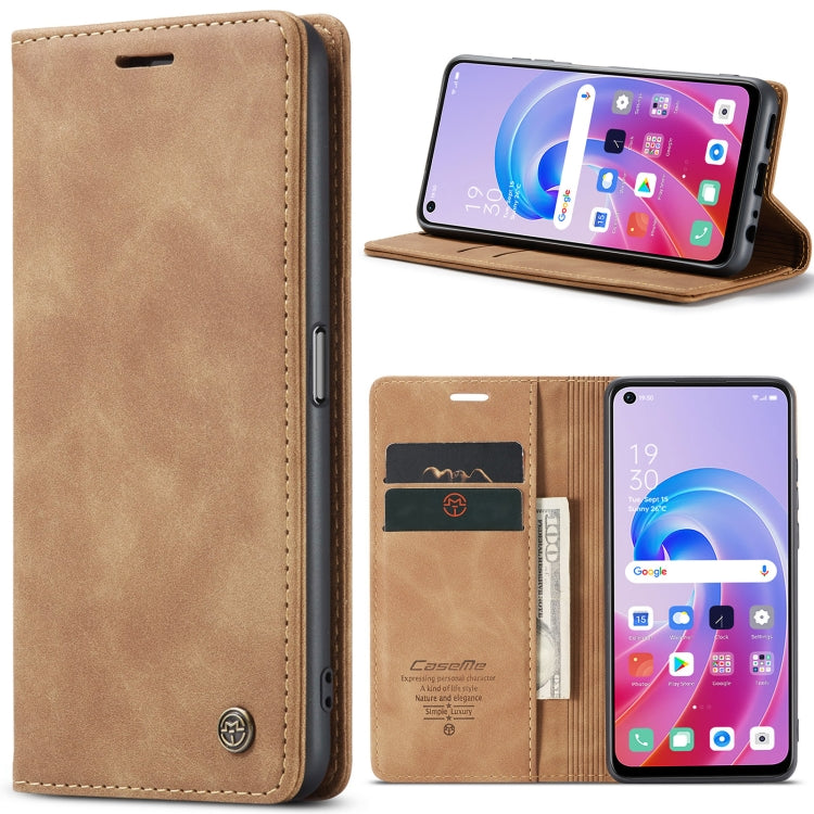 Brown leather flip phone case with card slots and standing cover