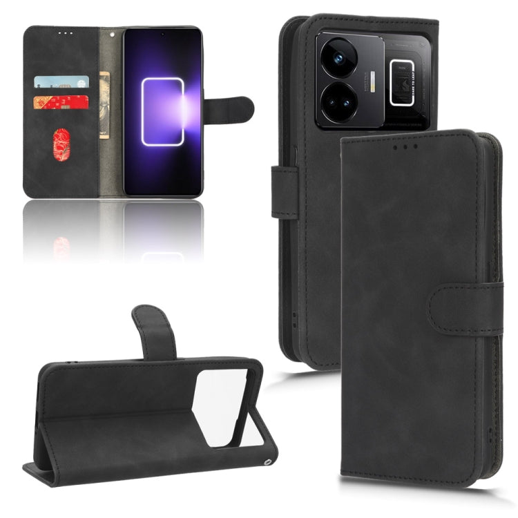 Black magnetic flip leather phone case with card pocket and kickstand