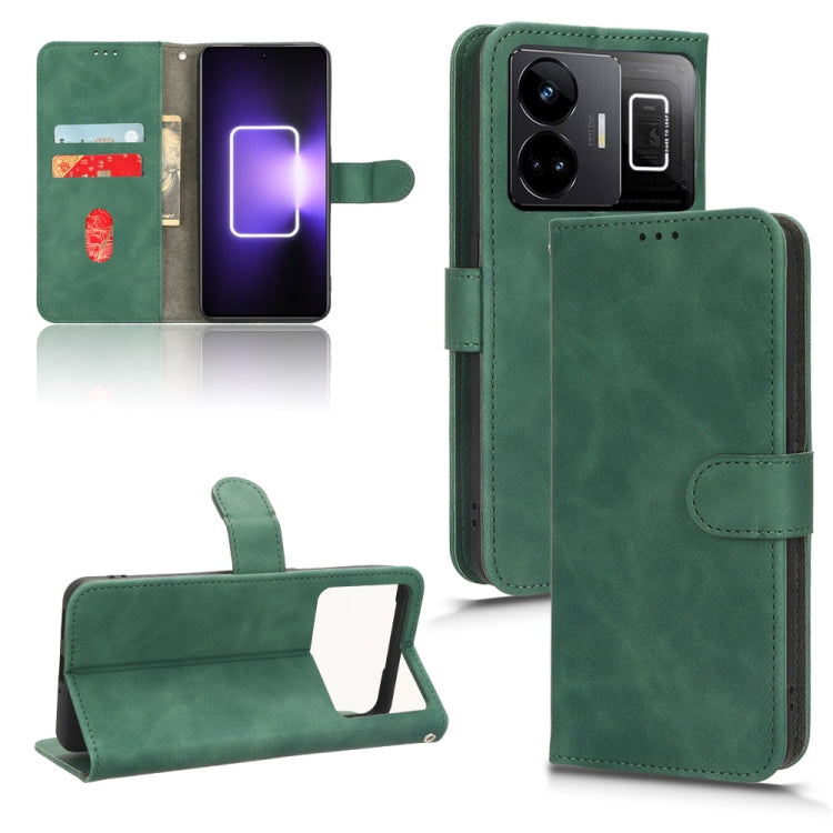 Green magnetic flip leather phone case with card pocket and kickstand