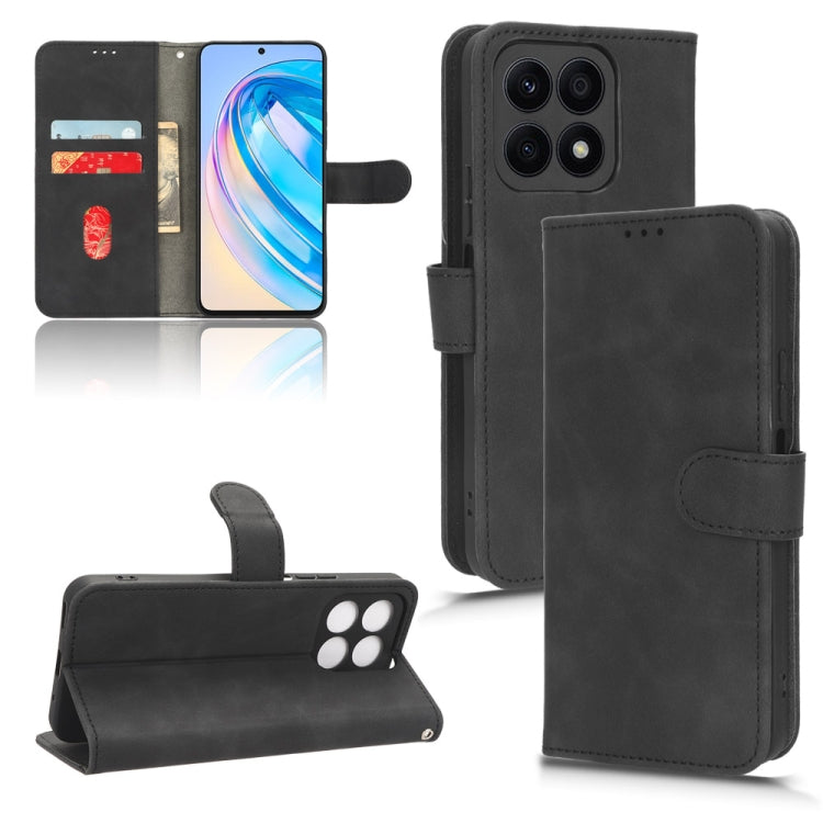 Black magnetic flip leather phone case with card slots and magnetic flap