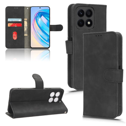 Black magnetic flip leather phone case with card slots and magnetic flap