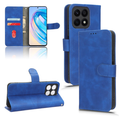 Blue magnetic flip leather phone case with kickstand and camera cutout