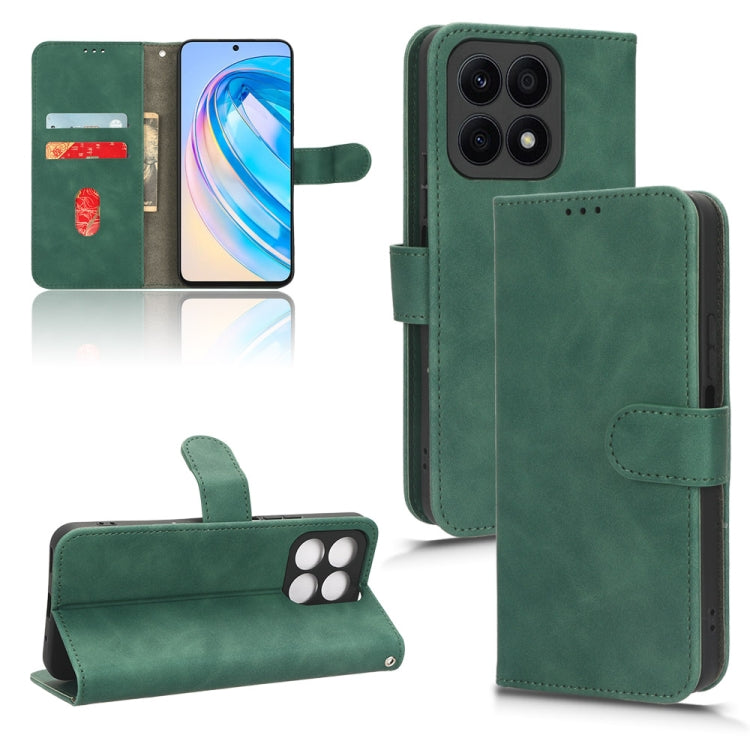 Green magnetic flip leather phone case with camera opening and side flap