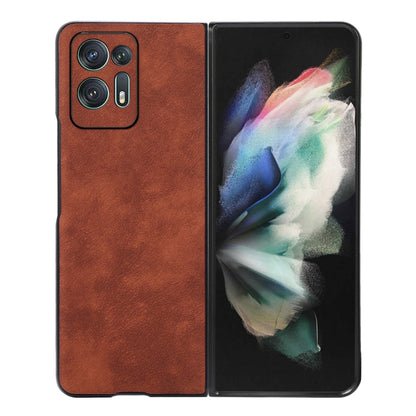 Brown PU textured shockproof flip-style phone case with camera cutouts