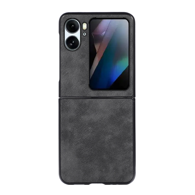 Gray PU textured shockproof flip-style phone case with camera openings