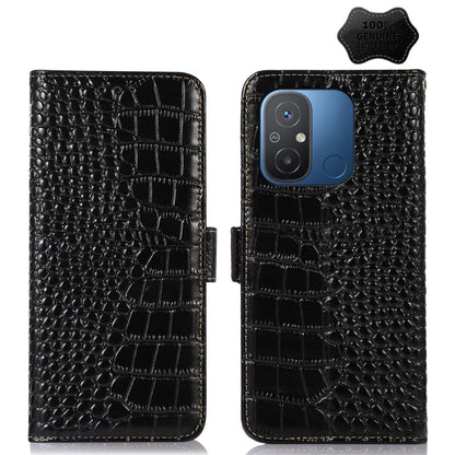 Black crocodile-texture leather flip phone case set with camera cutout and front flap
