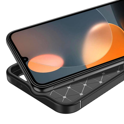 TPU shockproof phone case with bumper frame, geometric grip detail, and camera opening