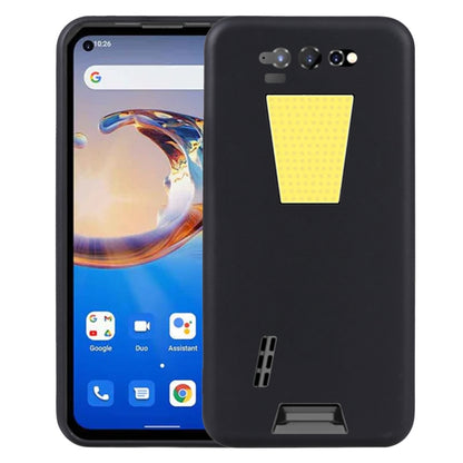 Black TPU phone case with camera and speaker cutouts, flat back and raised edges