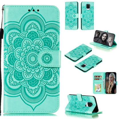 Turquoise mandala embossed flip PU leather phone case with card slots and holder
