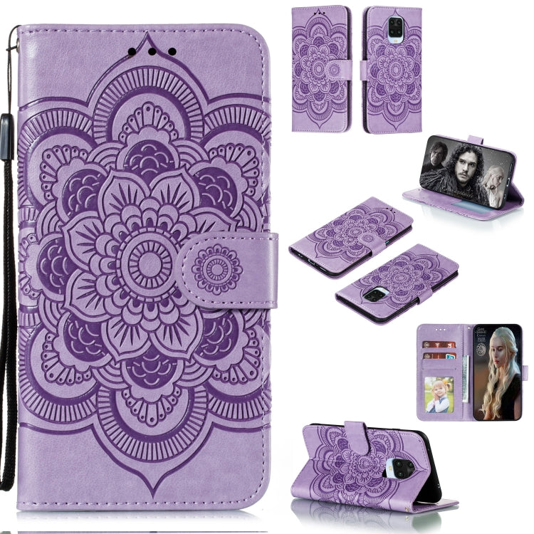 Purple mandala embossed flip PU leather phone case with card slots and holder