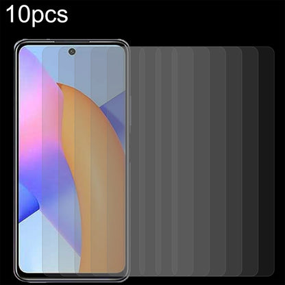 10-pack tempered glass screen protectors on phone screen, clear 2.5D curved fit