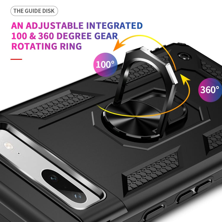 Black shockproof phone case with adjustable rotating metal ring holder for hands-free view