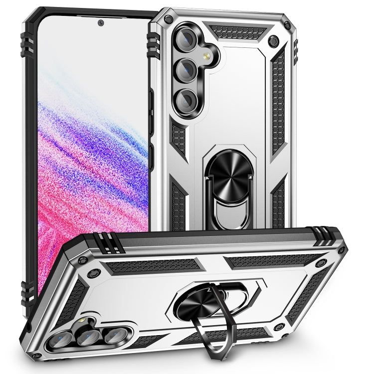 Shockproof phone case with holder, rugged TPU/PC armor in white and black