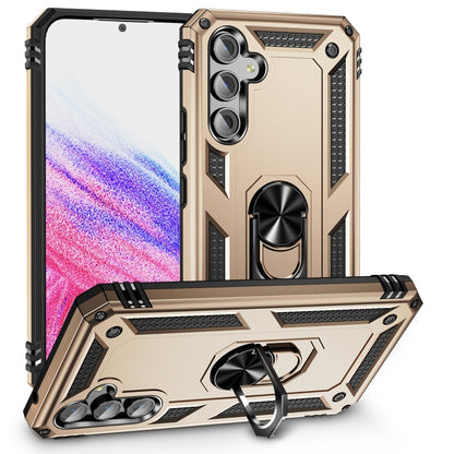 Shockproof phone case with holder, rugged TPU/PC armor in beige and black