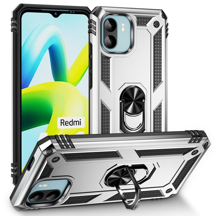 Shockproof TPU + PC phone case with holder ring, dark gray/gray finish