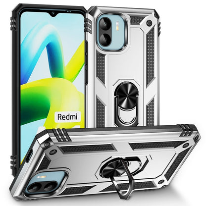 Shockproof TPU + PC phone case with holder ring, dark gray/gray finish