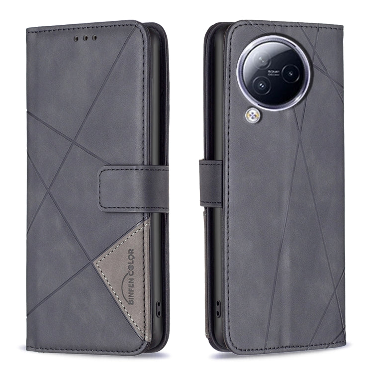 Grey leather phone case with magnetic strap closure and diamond texture, card slot inside