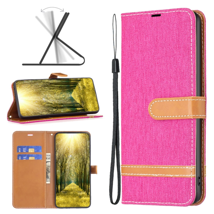 Pink fabric-texture leather-style phone case with folio stand and wrist strap