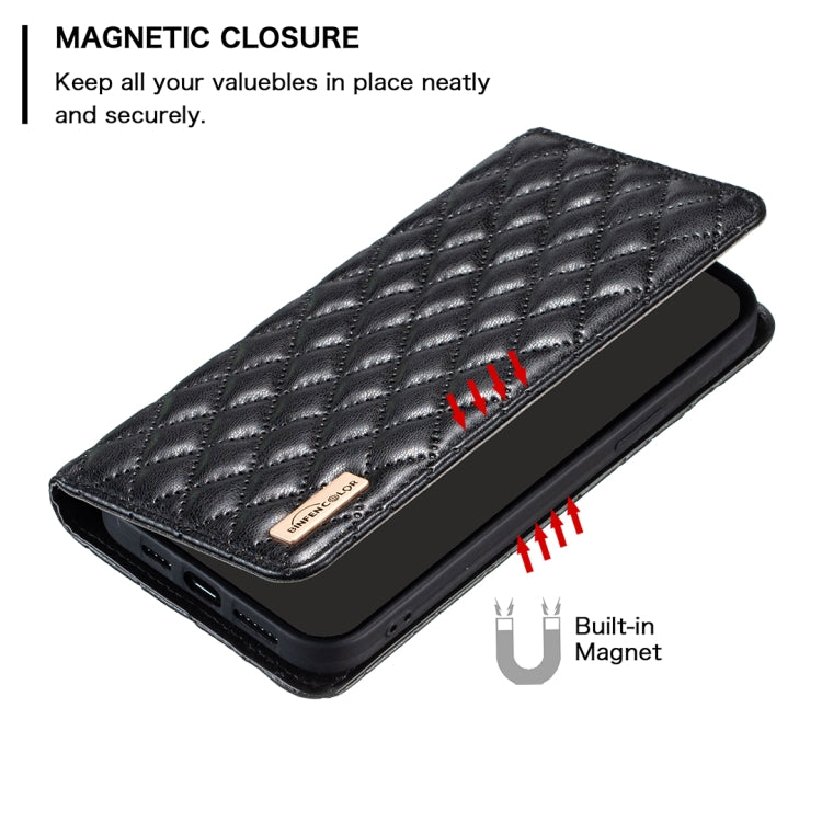 Black diamond lattice leather flip phone case with built-in magnet for Xiaomi 13 Lite / Civi 2