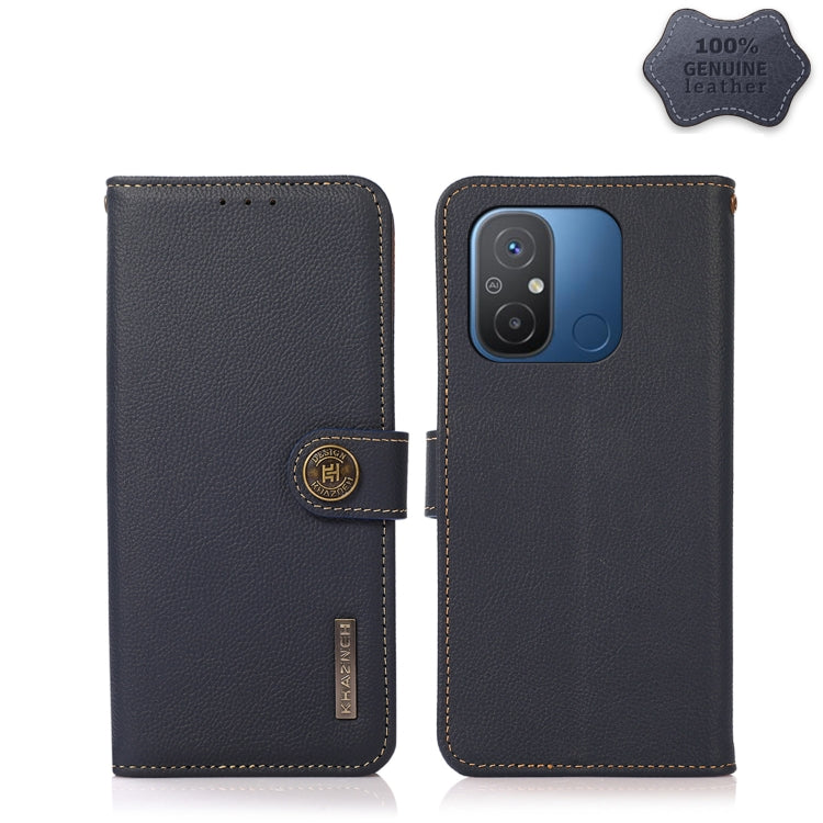 Genuine leather RFID phone case, black flip wallet with dual-camera cutout and snap strap