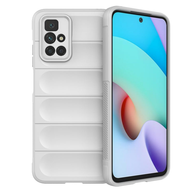 For Redmi 10 TPU phone case with flannel lining, white dual-layer with ridged interior