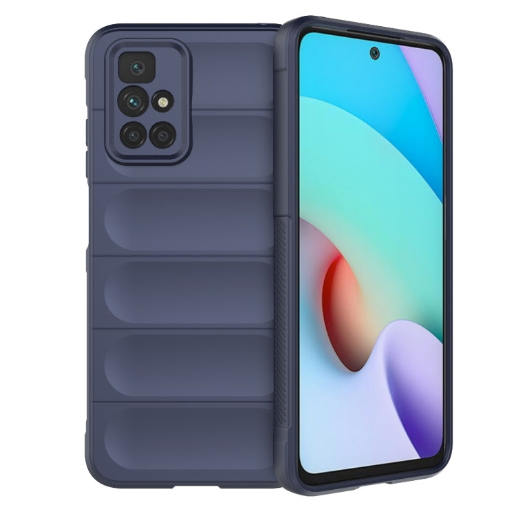 For Redmi 10 TPU phone case with flannel lining, dark blue dual-layer with ridged interior