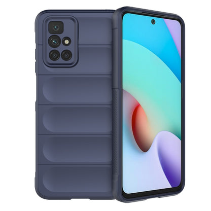 For Redmi 10 TPU phone case with flannel lining, dark blue dual-layer with ridged interior