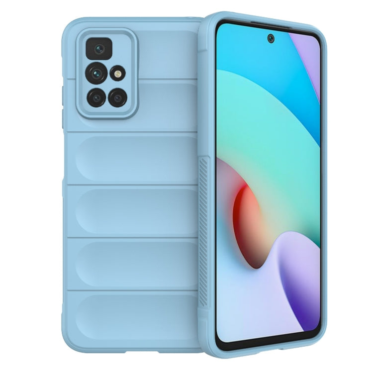 For Redmi 10 TPU phone case with flannel lining, light blue dual-layer with ridged interior