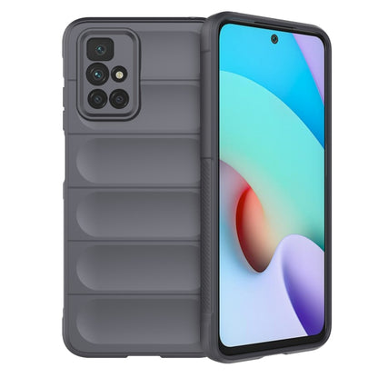 For Redmi 10 TPU phone case with flannel lining, dark grey dual-layer with ridged interior