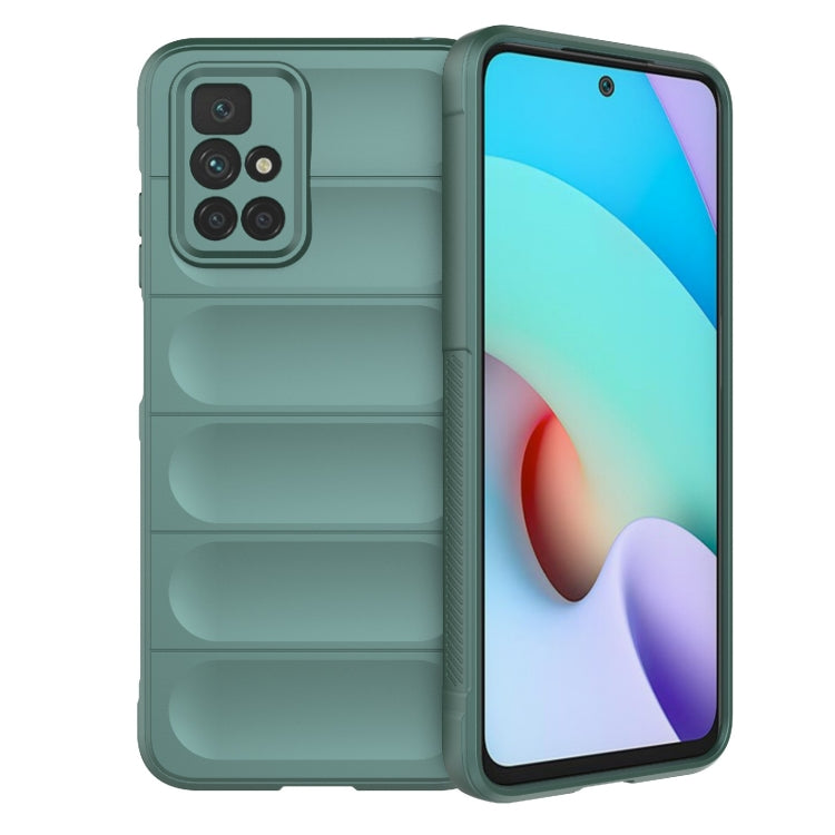 For Redmi 10 TPU phone case with flannel lining, dark green dual-layer with ridged interior