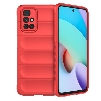 For Redmi 10 TPU phone case with flannel lining, red dual-layer with ridged interior