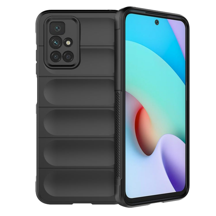 For Redmi 10 TPU phone case with flannel lining, black dual-layer with ridged interior