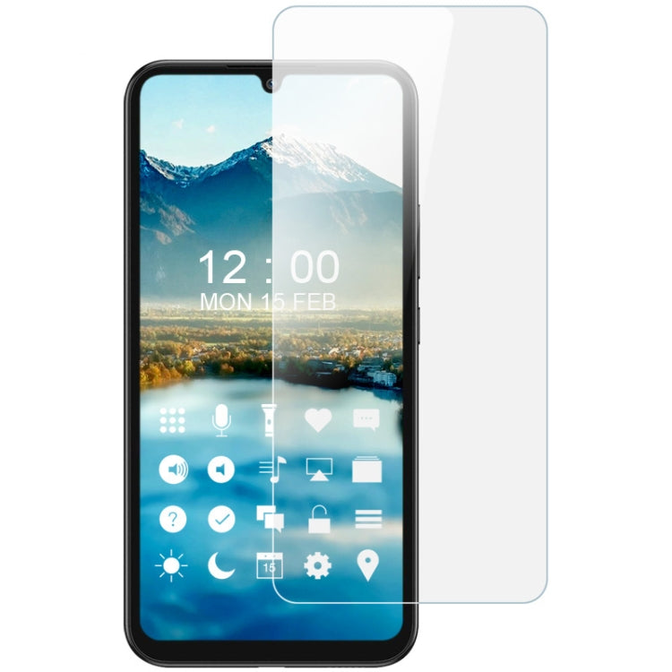 Mobile screen protector film applied to smartphone screen, covering display with clear finish