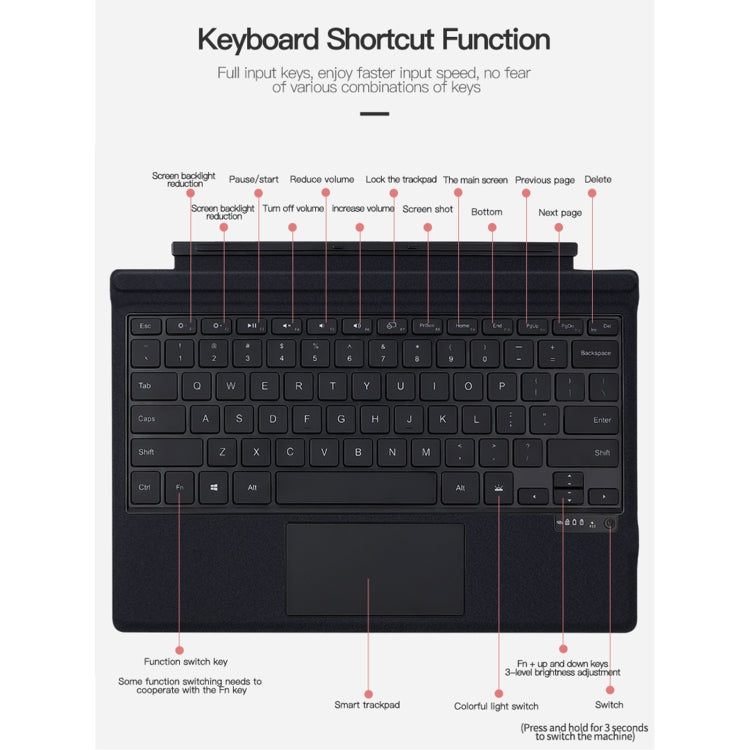 Black keyboard case with trackpad and shortcut keys, folio cover