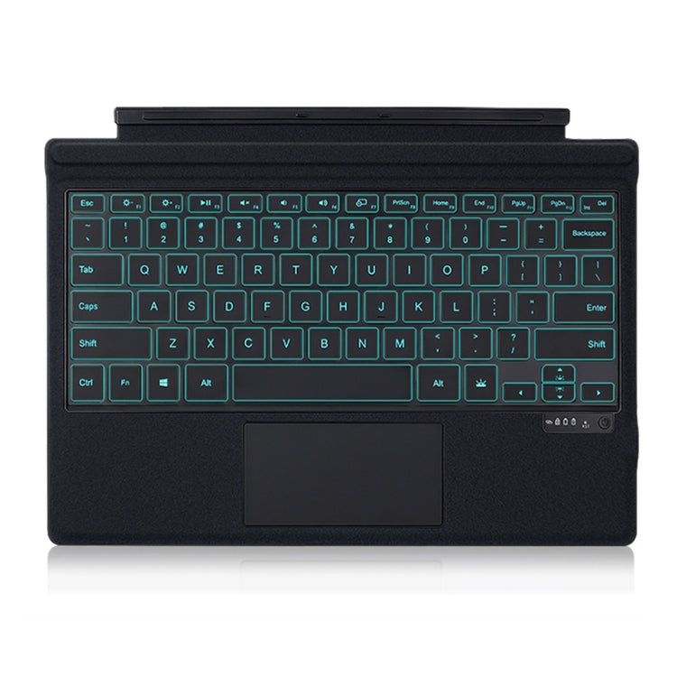 Magnetic Bluetooth keyboard leather case with blue backlit keys and large trackpad