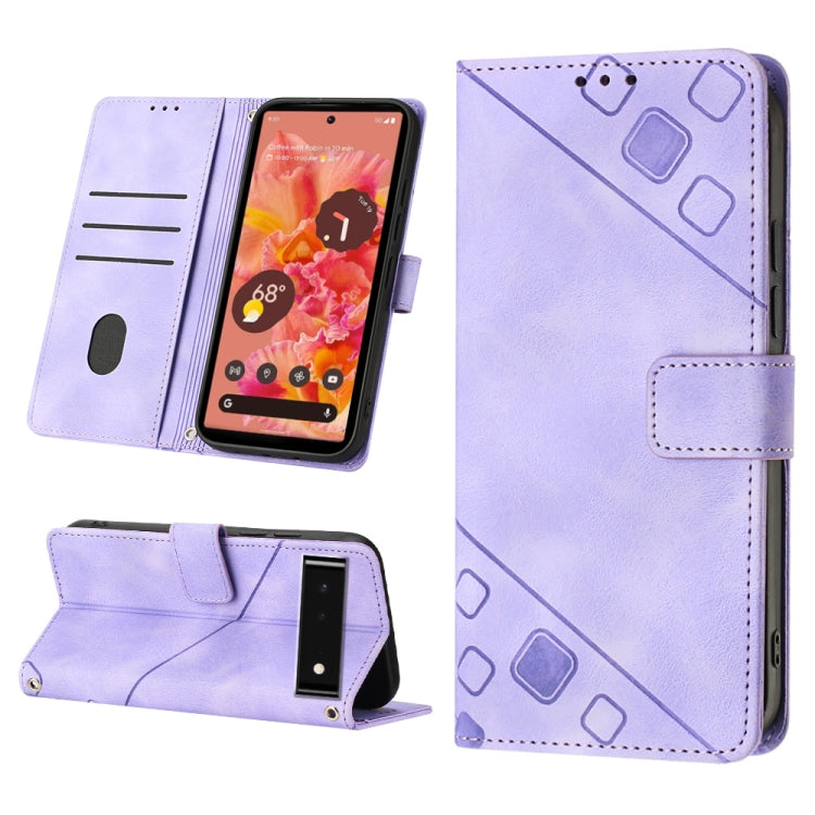 Light purple embossed leather phone case with folio stand and card slots