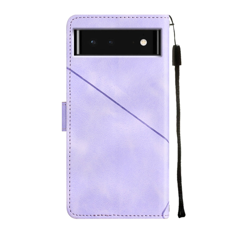 Light purple embossed leather phone case with diagonal design and cutouts