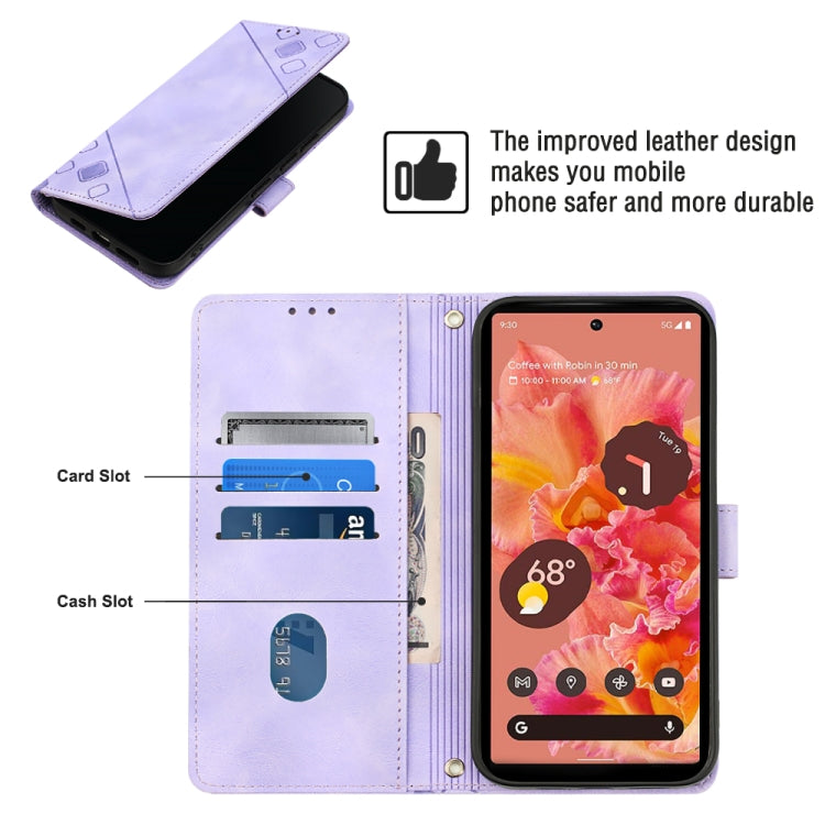 Light purple embossed leather phone case with card slot and cash slot compartments