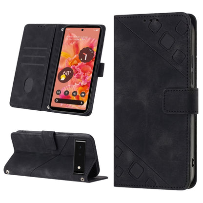 Black embossed leather folio phone case with card slot and stand view cover
