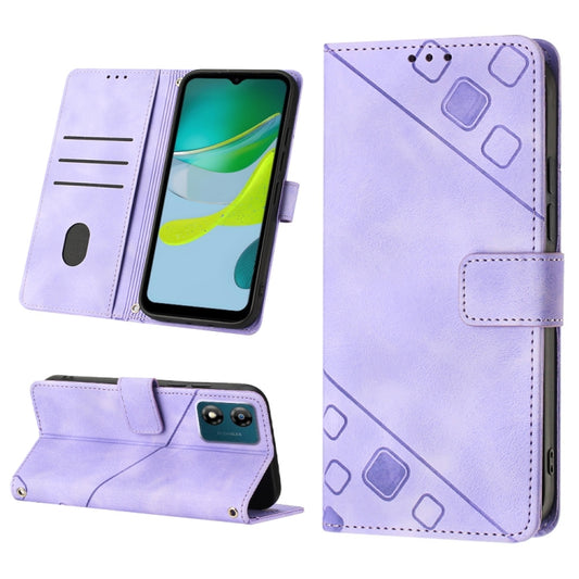 Light purple embossed leather phone case with card slots and stand folio for phone