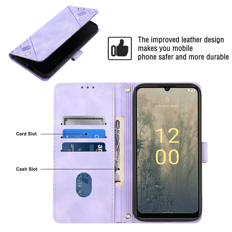 Light purple embossed leather folio phone case with card and cash slots