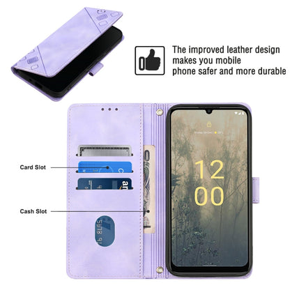 Light purple embossed leather folio phone case with card and cash slots
