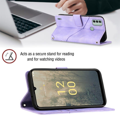 Light purple embossed leather folio phone case with stand for hands-free viewing