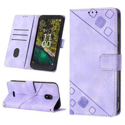 Light purple embossed leather folio phone case with geometric embossing and flap