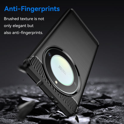 Black brushed texture TPU phone case with circular camera-ring, anti-fingerprint look