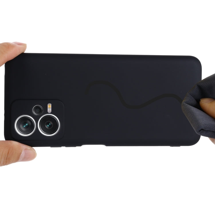 Black liquid silicone phone case with side buttons and raised camera protection