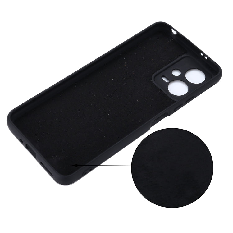 Black liquid silicone phone case with circular lens protector and camera openings