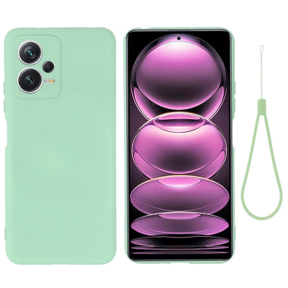 Green liquid silicone full-coverage phone case with lanyard and raised camera protection